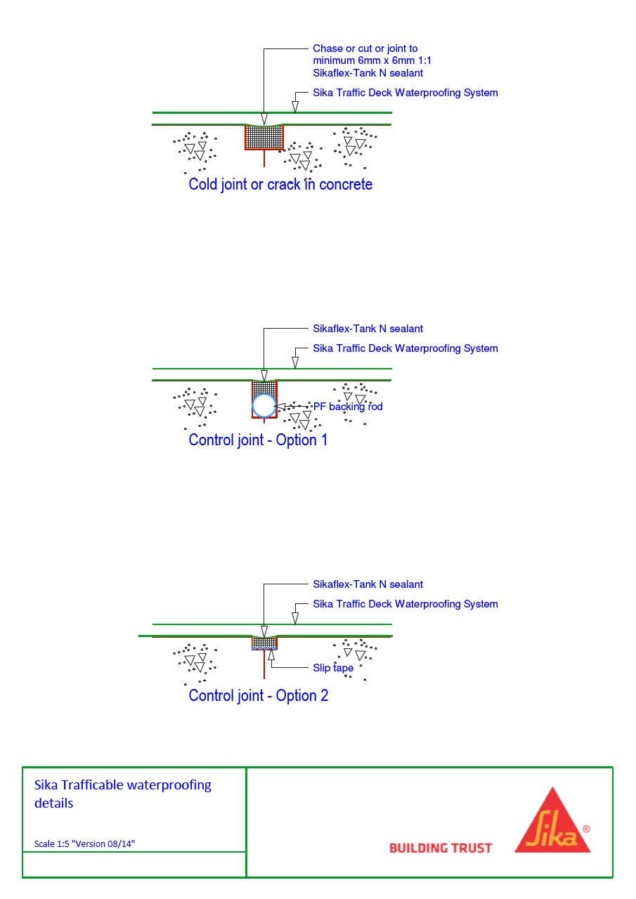Car Park Waterproofing - Cold joint or crack in concrete - control joint
