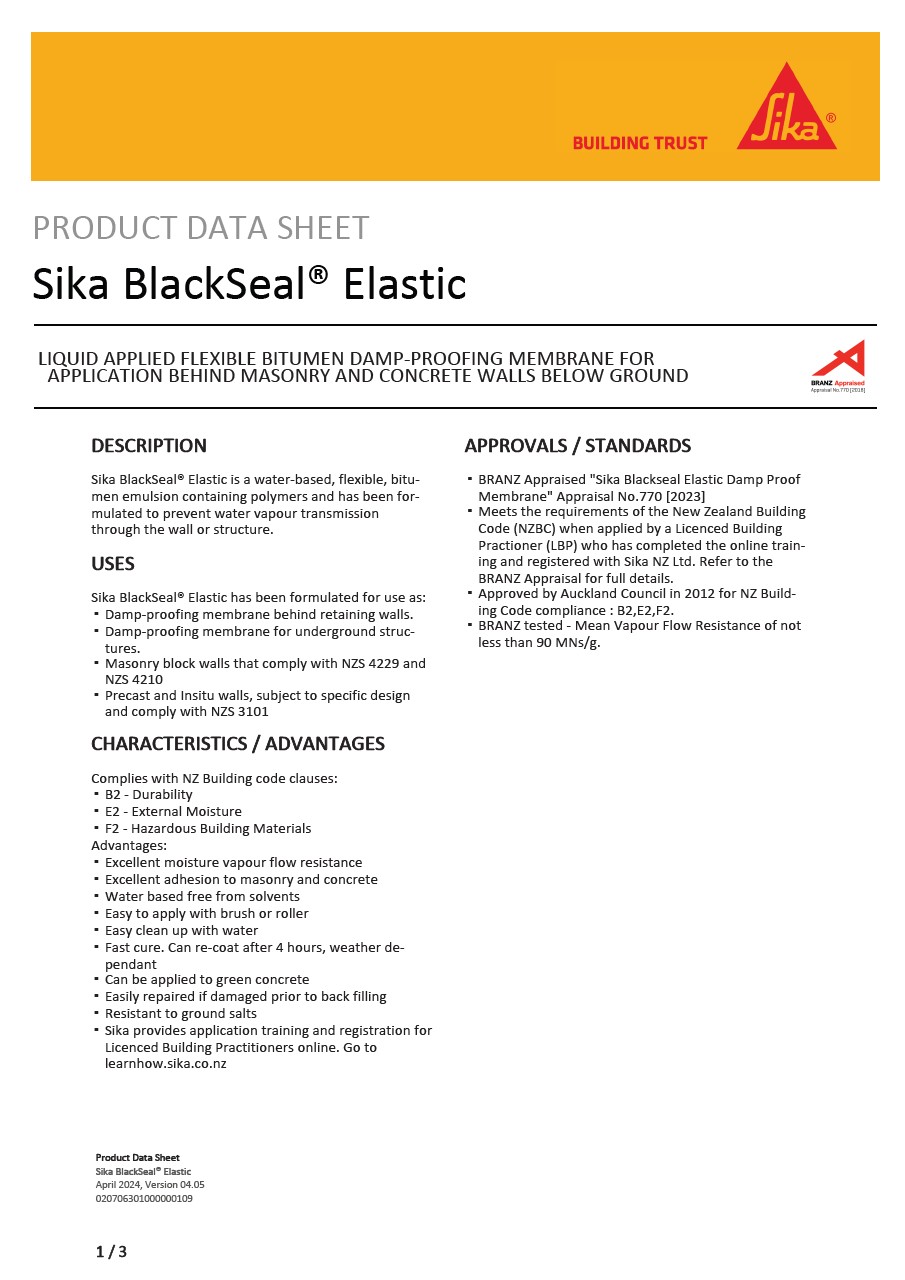 Product Data Sheet - Sika® BlackSeal® Elastic